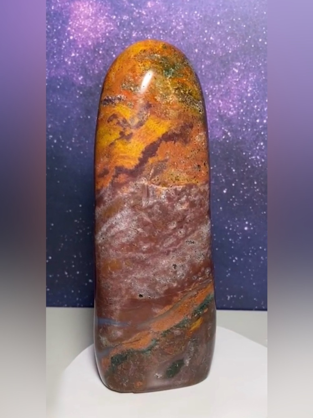 Polished Gorgeous Ocean Jasper Crystal Quartz Tower - Picture 4 of 14